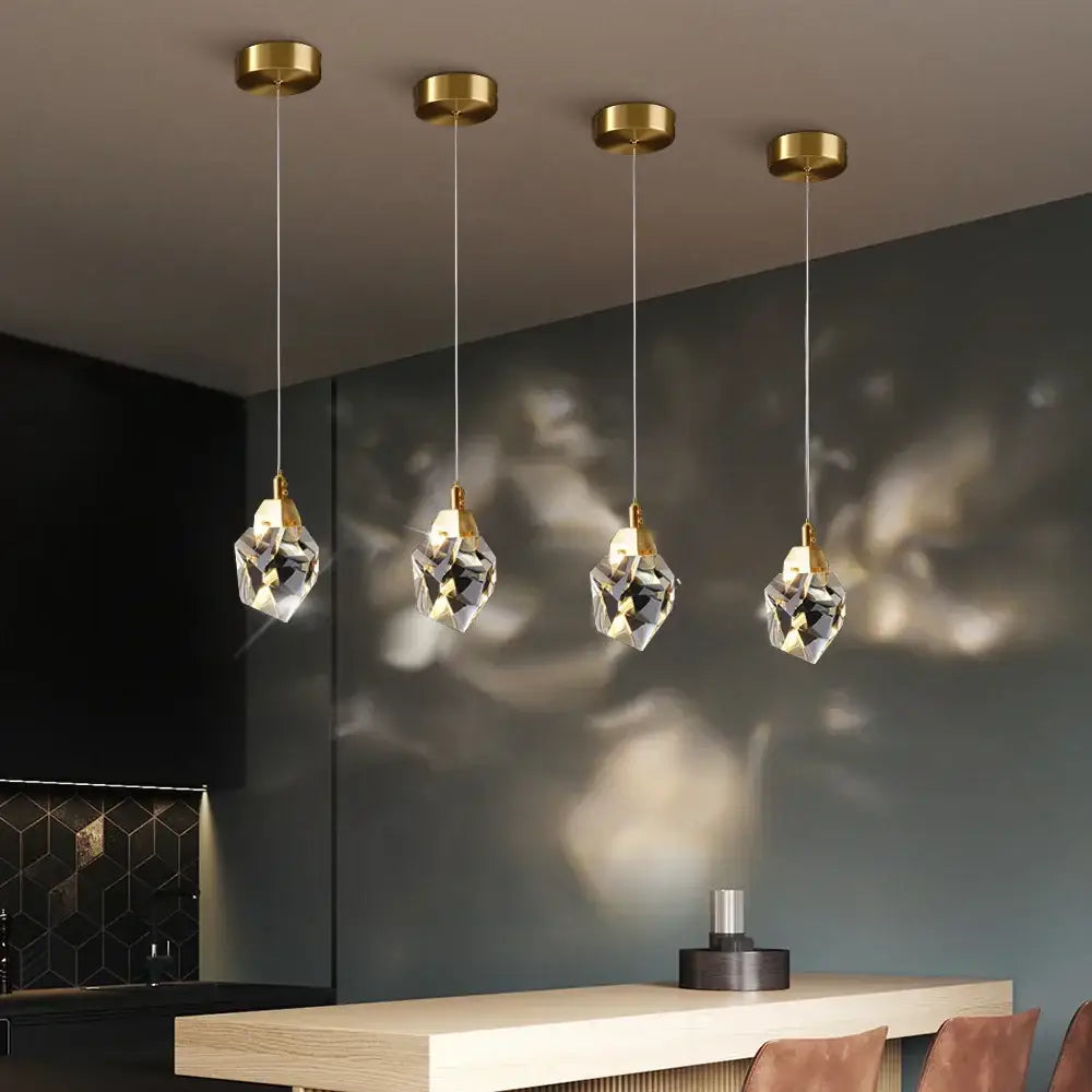 Modern gold diamond crystal led ceiling chandelier for dining room