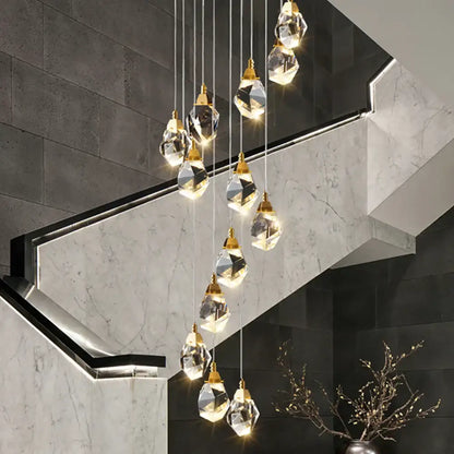 Modern gold diamond crystal led ceiling chandelier for dining room