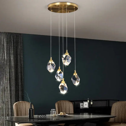 Modern gold diamond crystal led ceiling chandelier for dining room
