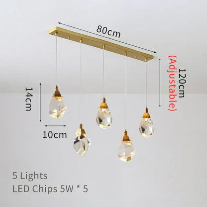 Modern gold diamond crystal led ceiling chandelier for dining room