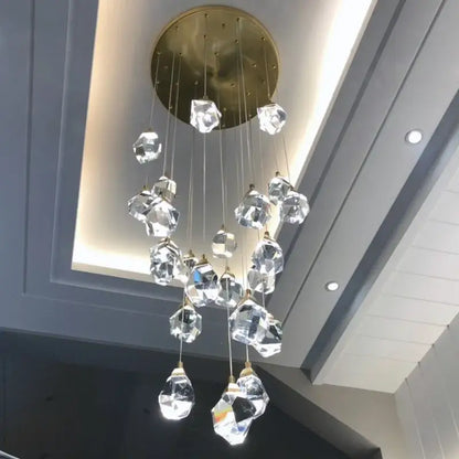 Modern gold diamond crystal led ceiling chandelier for dining room