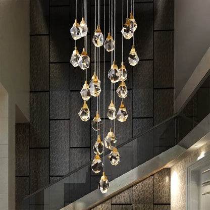Modern gold diamond crystal led ceiling chandelier for dining room
