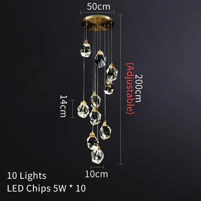 Modern gold diamond crystal led ceiling chandelier for dining room