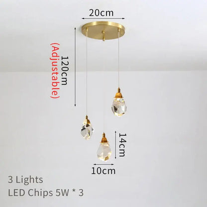 Modern gold diamond crystal led ceiling chandelier for dining room
