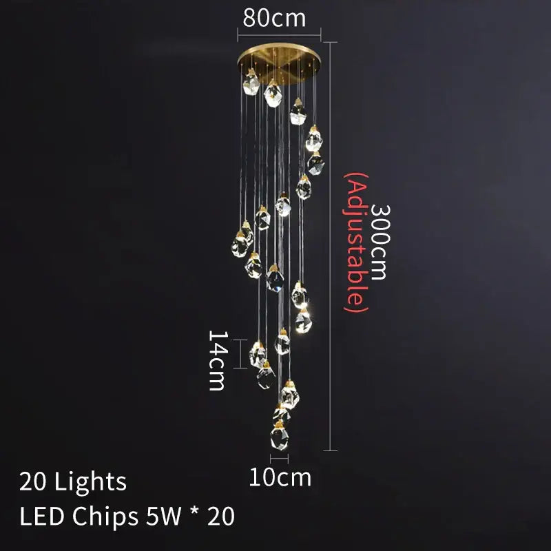 Modern gold diamond crystal led ceiling chandelier for dining room