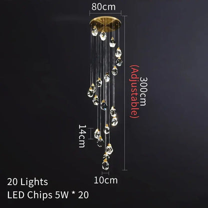 Modern gold diamond crystal led ceiling chandelier for dining room