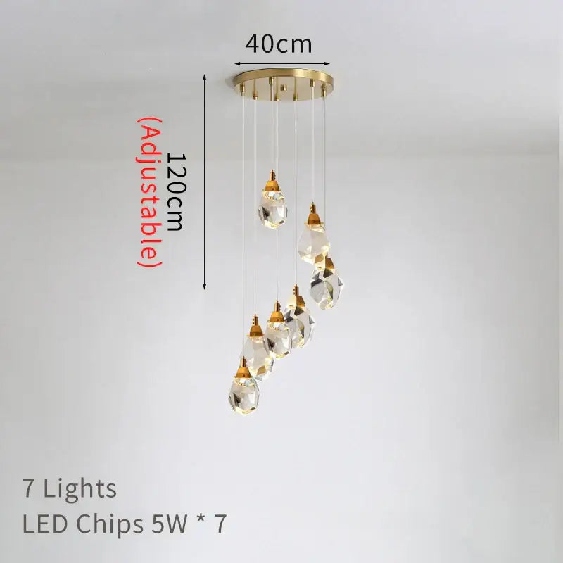 Modern gold diamond crystal led ceiling chandelier for dining room