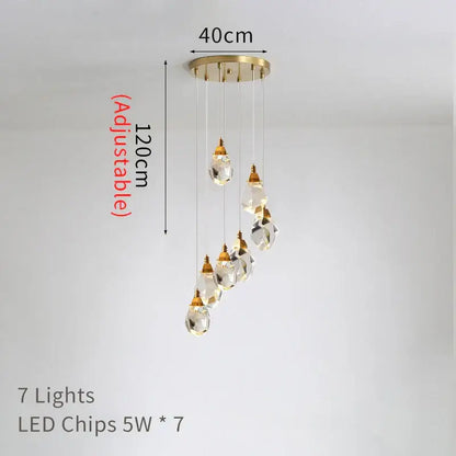Modern gold diamond crystal led ceiling chandelier for dining room