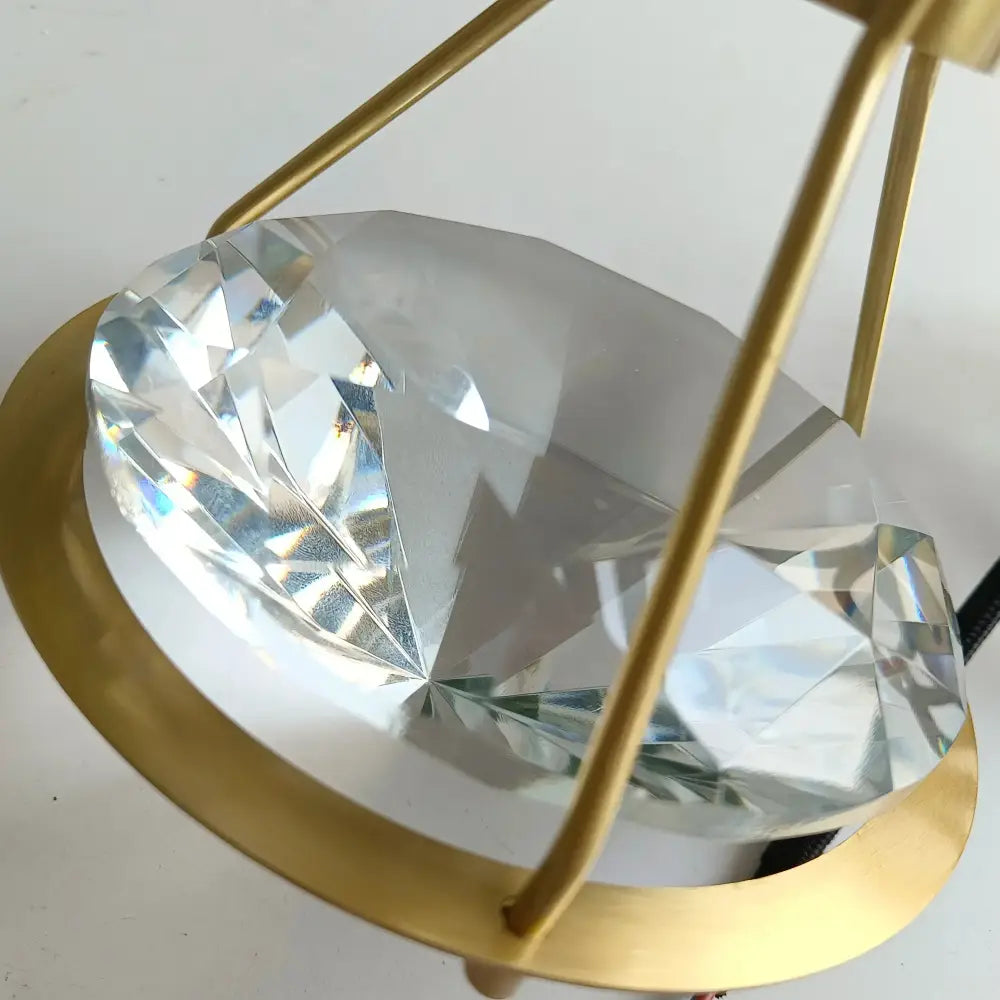 Modern gold diamond crystal pendant light for bedroom illumination