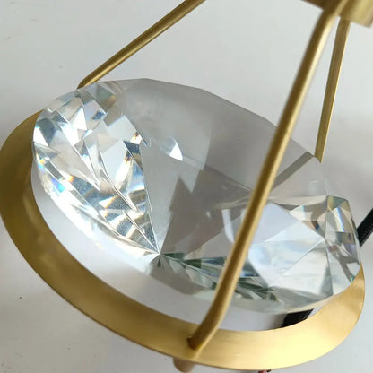 Modern gold diamond crystal pendant light for bedroom illumination