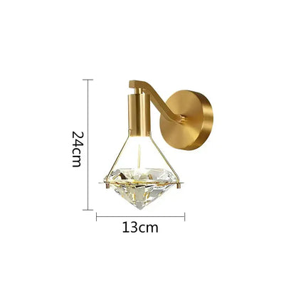 Modern gold diamond crystal wall lamp for bedroom