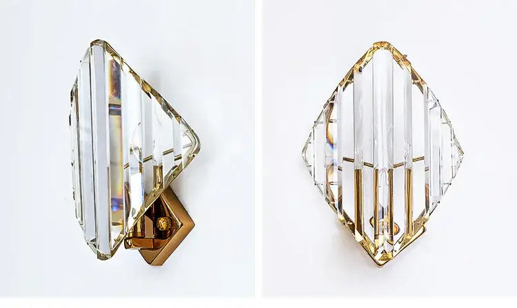 Modern gold diamond crystal wall lamp for luxury living room