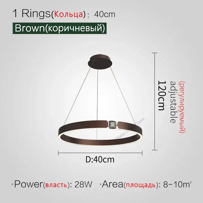Modern gold diamond ring chandelier living room luxury lamp
