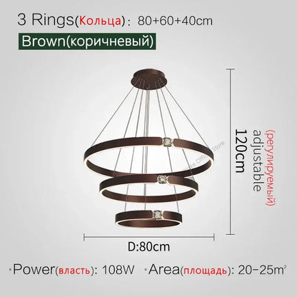 Modern gold diamond ring chandelier living room luxury lamp