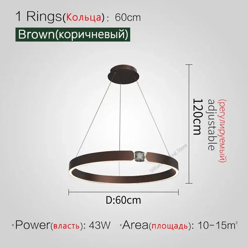 Modern gold diamond ring chandelier living room luxury lamp