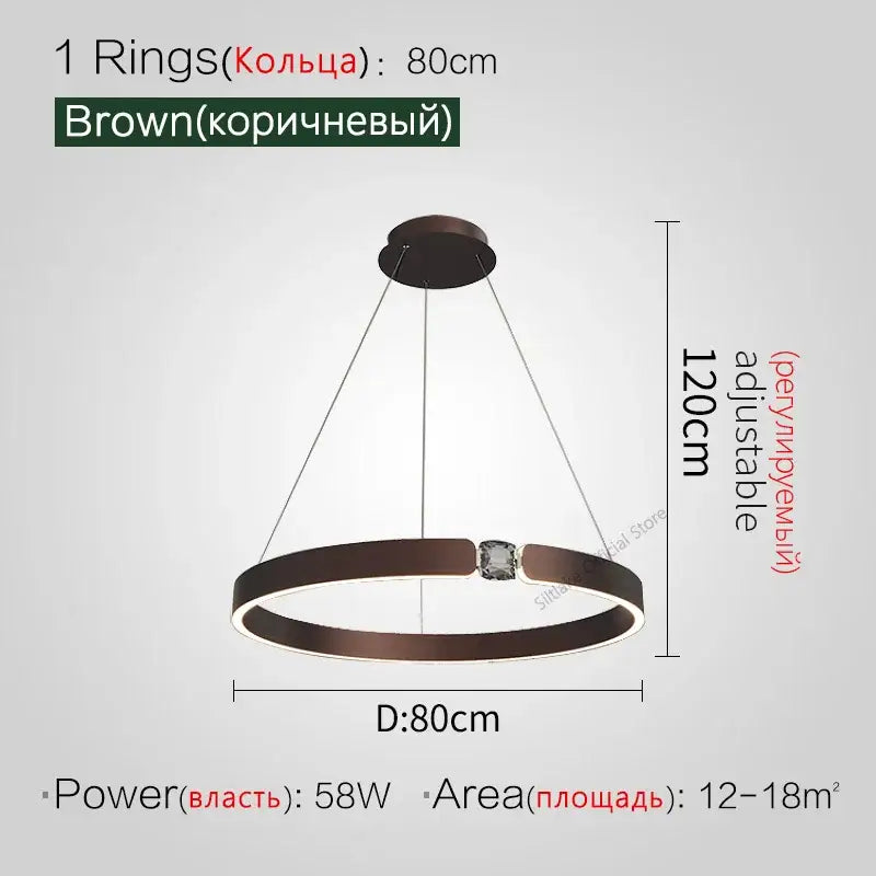Modern gold diamond ring chandelier living room luxury lamp