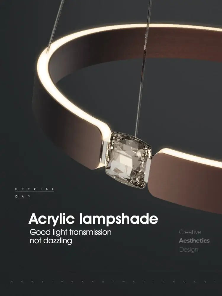 Modern gold diamond ring chandelier living room luxury lamp
