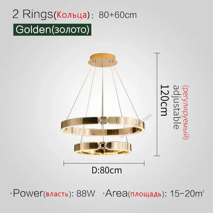 Modern gold diamond ring chandelier living room luxury lamp