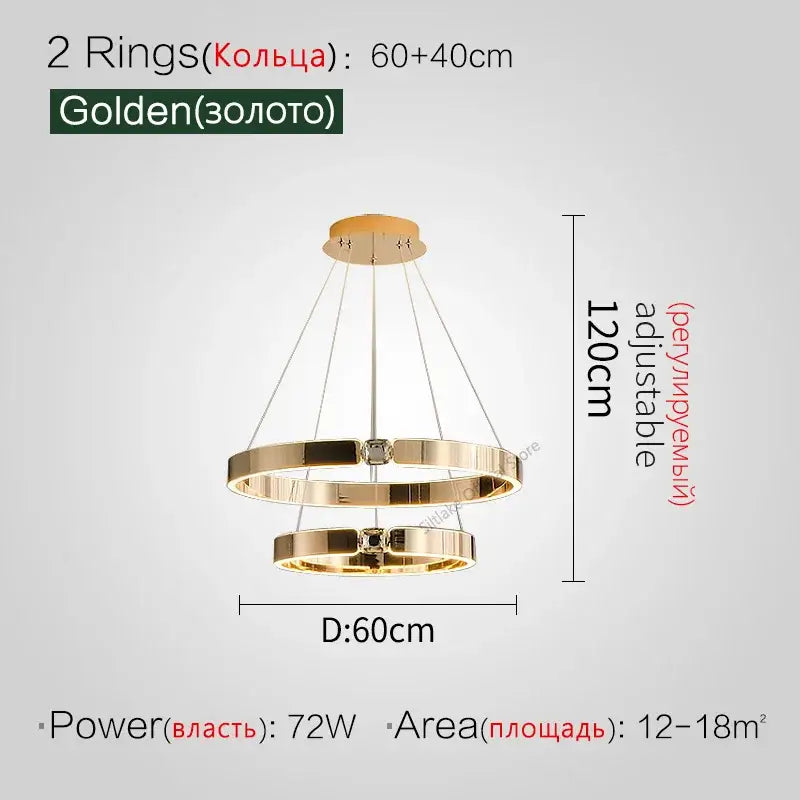 Modern gold diamond ring chandelier living room luxury lamp