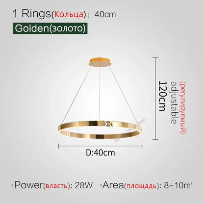 Modern gold diamond ring chandelier living room luxury lamp