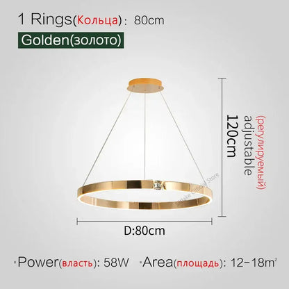 Modern gold diamond ring chandelier living room luxury lamp