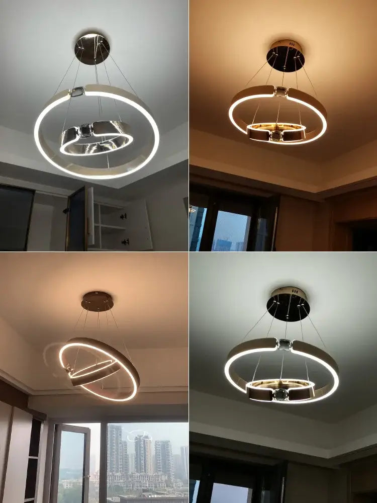 Modern gold diamond ring chandelier living room luxury lamp