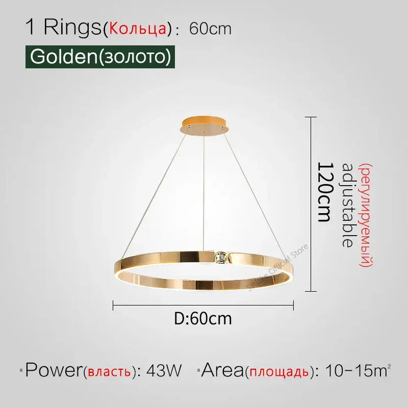 Modern gold diamond ring chandelier living room luxury lamp