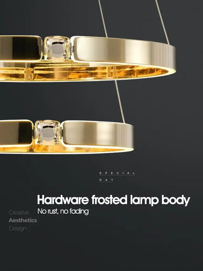 Modern gold diamond ring chandelier living room luxury lamp