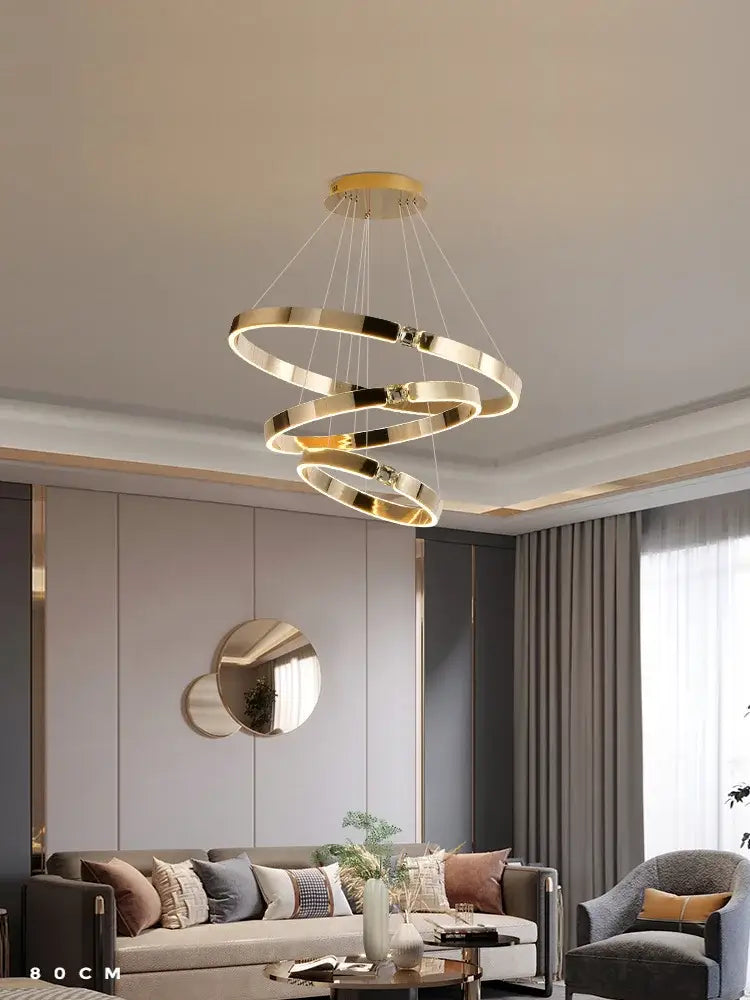 Modern gold diamond ring chandelier living room luxury lamp