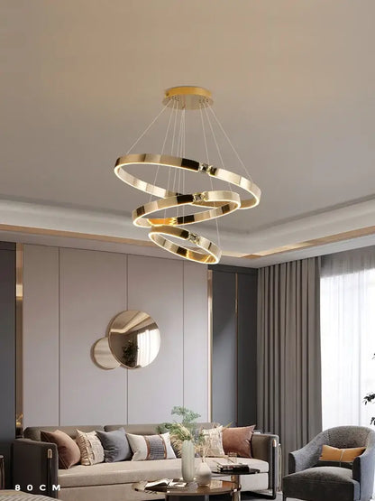 Modern gold diamond ring chandelier living room luxury lamp