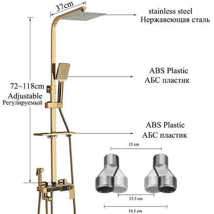 Modern gold digital shower faucet set bathroom rainhead display