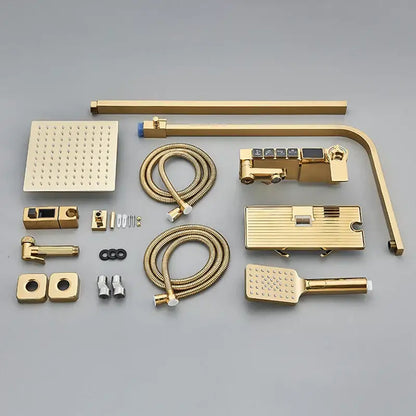 Modern gold digital shower faucet set bathroom rainhead display