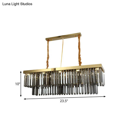 DecorBites™ Modern Gold Dining Room Island Pendant Light with 10 Crystal-Cut Shades - 23.5"/31.5" Wide