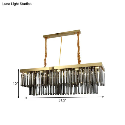 DecorBites™ Modern Gold Dining Room Island Pendant Light with 10 Crystal-Cut Shades - 23.5"/31.5" Wide