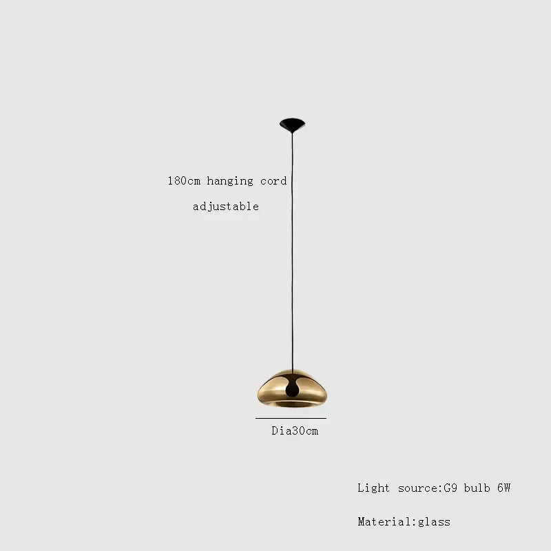 Modern gold dome pendant lamps dining room glass gold ceiling light
