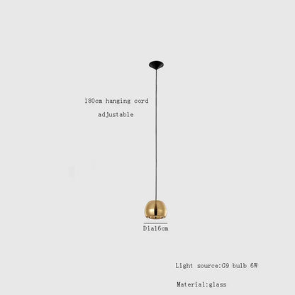 Modern gold dome pendant lamps dining room glass gold ceiling light