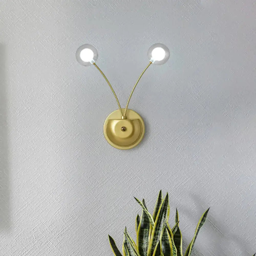 Modern gold double arm wall lamp bedroom globe glass fixture