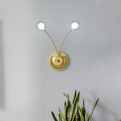 Modern gold double arm wall lamp bedroom globe glass fixture