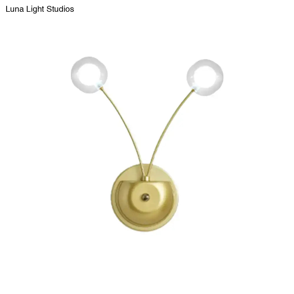 Modern gold double arm wall lamp bedroom globe glass fixture