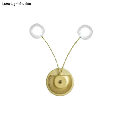 Modern gold double arm wall lamp bedroom globe glass fixture