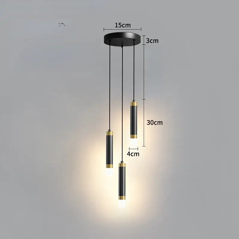 Modern gold double head led pendant lights for bedroom bedroom