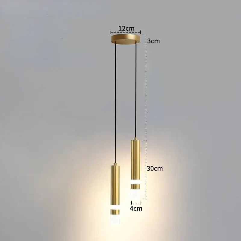 Modern gold double head led pendant lights for bedroom bedroom