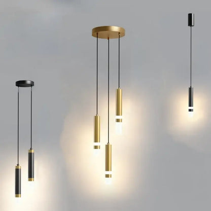 Modern gold double head led pendant lights for bedroom bedroom