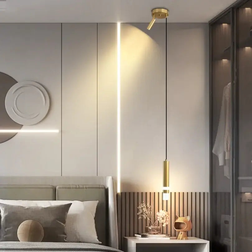 Modern gold double head led pendant lights for bedroom bedroom