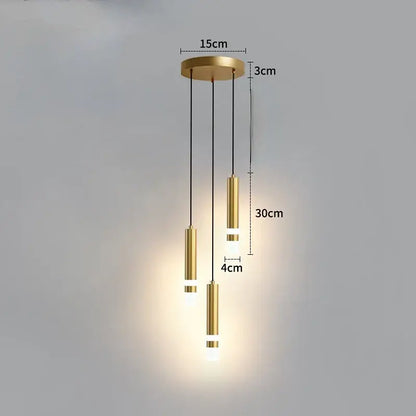 Modern gold double head led pendant lights for bedroom bedroom