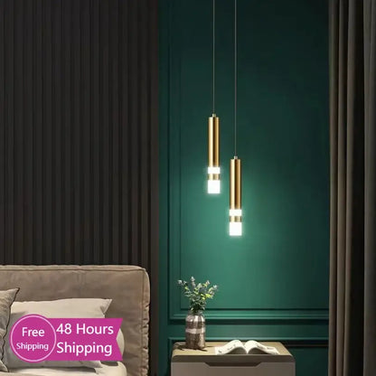 Modern gold double head led pendant lights for bedroom bedroom