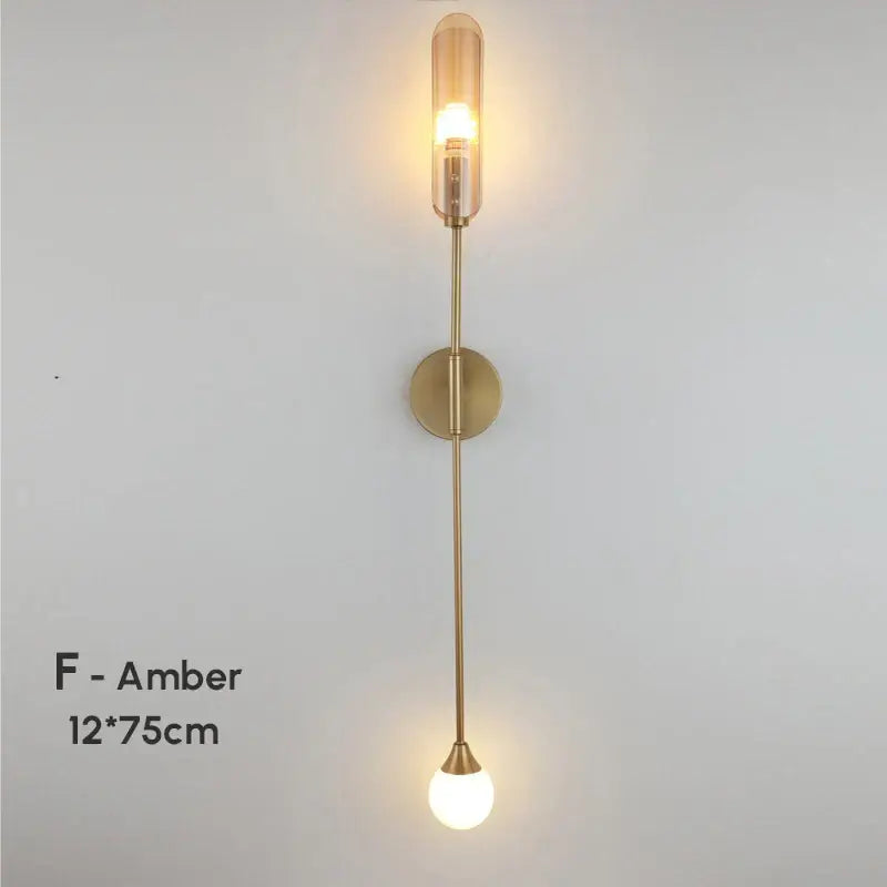 Modern gold double-head wall lights for living room clear and frosted