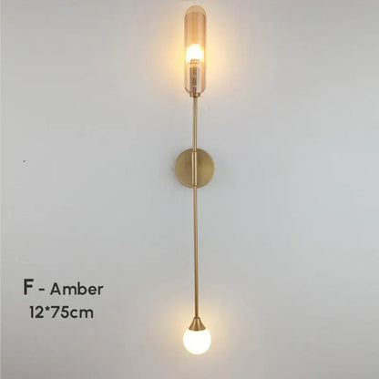 Modern gold double-head wall lights for living room clear and frosted