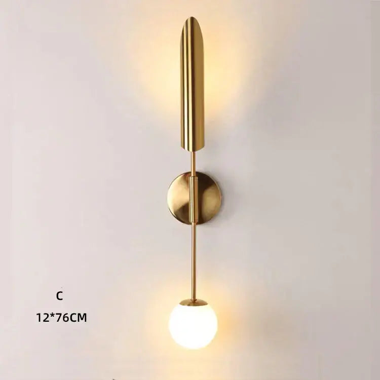 Modern gold double-head wall lights for living room clear and frosted
