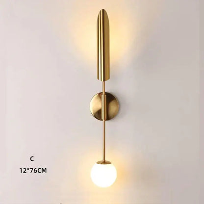Modern gold double-head wall lights for living room clear and frosted